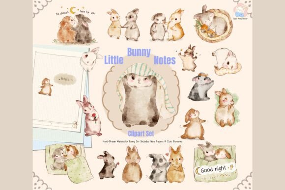 Download Little Bunny Notes Clipart Set - Premium Resources