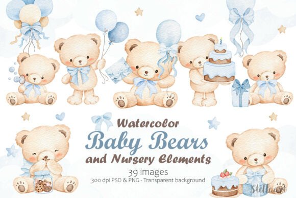 Download Watercolor Baby Bears - Premium Resources