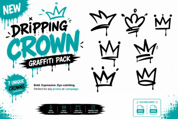 Download Dripping Crown Graffiti SVG EPS Vector - Eps vector Collection