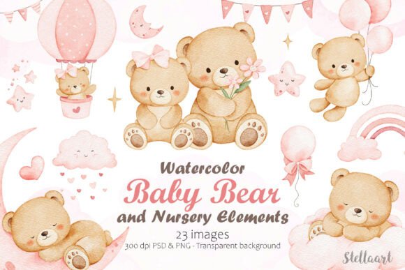Download Watercolor Baby Bears - Premium Bundle