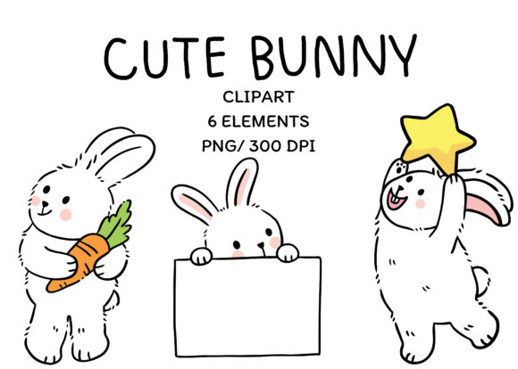 Download Cartoon Cute Little Bunny Clipart Set. - Little bunny clipart Collection